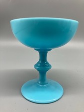 BLUE OPALINE PORTIEUX VALLERYSTHAL CHAMPAGNE GLASS