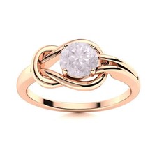 5MM Round Rose Quartz Infinity Love Knot Ring 925 Sterling Silver Rose Plated