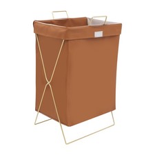 Laundry Hamper X-Frame Basket Dirty Clothes Basket Foldable w/ Lid 35x25x58.5cm