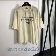 ACNE Women Vintage Letters Printing Washed Distressed Short Sleeves T-shirt