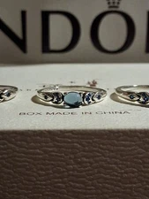 PANDORA DISNEY AUTHENTIC NEW PRINCESS JASMINE BLUE CRYSTAL RINGS STERLING789FIRM