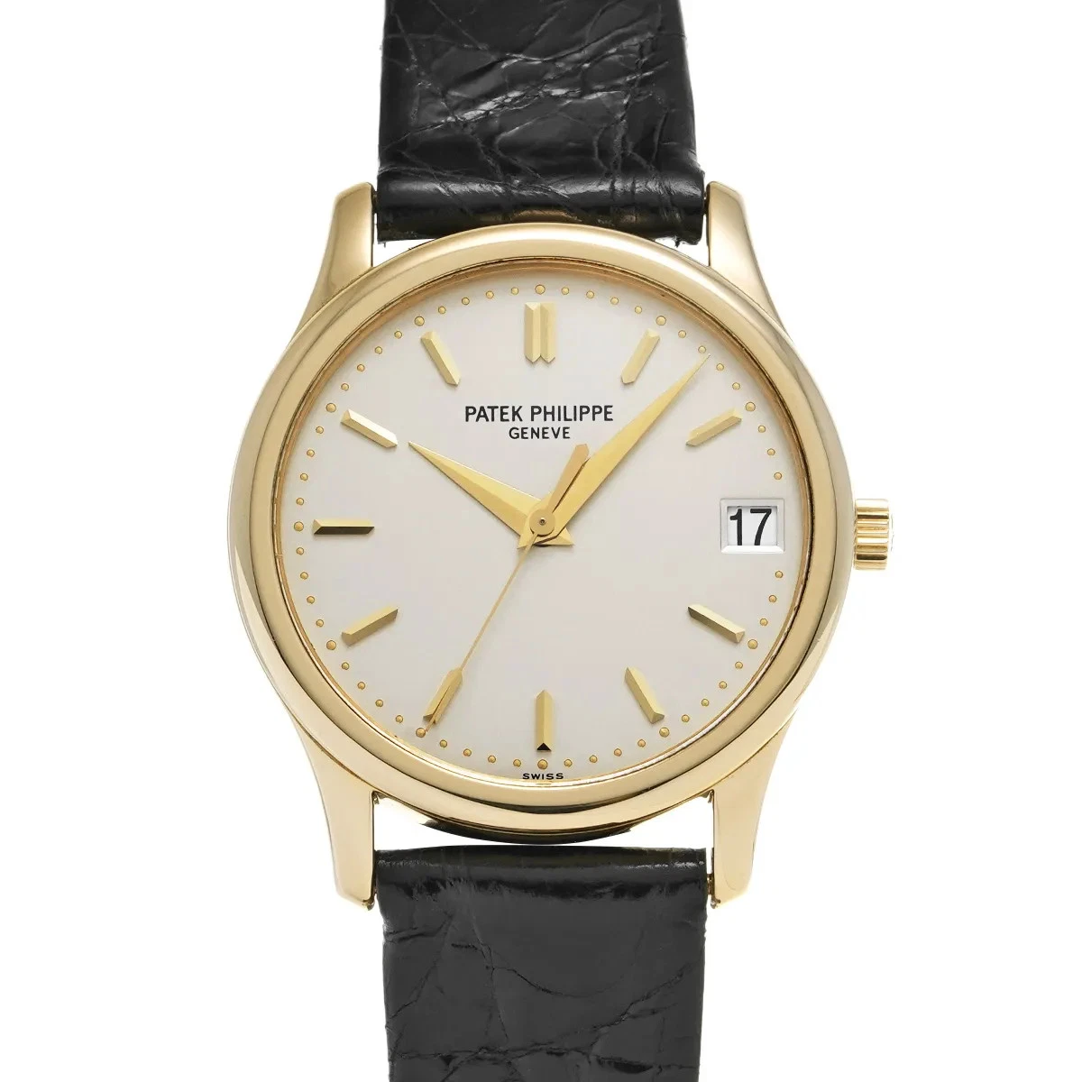 Patek Philippe — Patek Philippe Calatrava 3998J-001 34mm Yellow Gold Silver Wristwatch #WW002