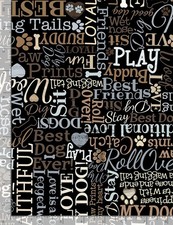 Animal Fabric Dogs Rule Love My Dog Text Black Timeless Treasures YARD