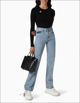 $535 NWT Off-White Virgil Abloh Top Metior Long Sleeve Bodysuit Black FR44 M-L