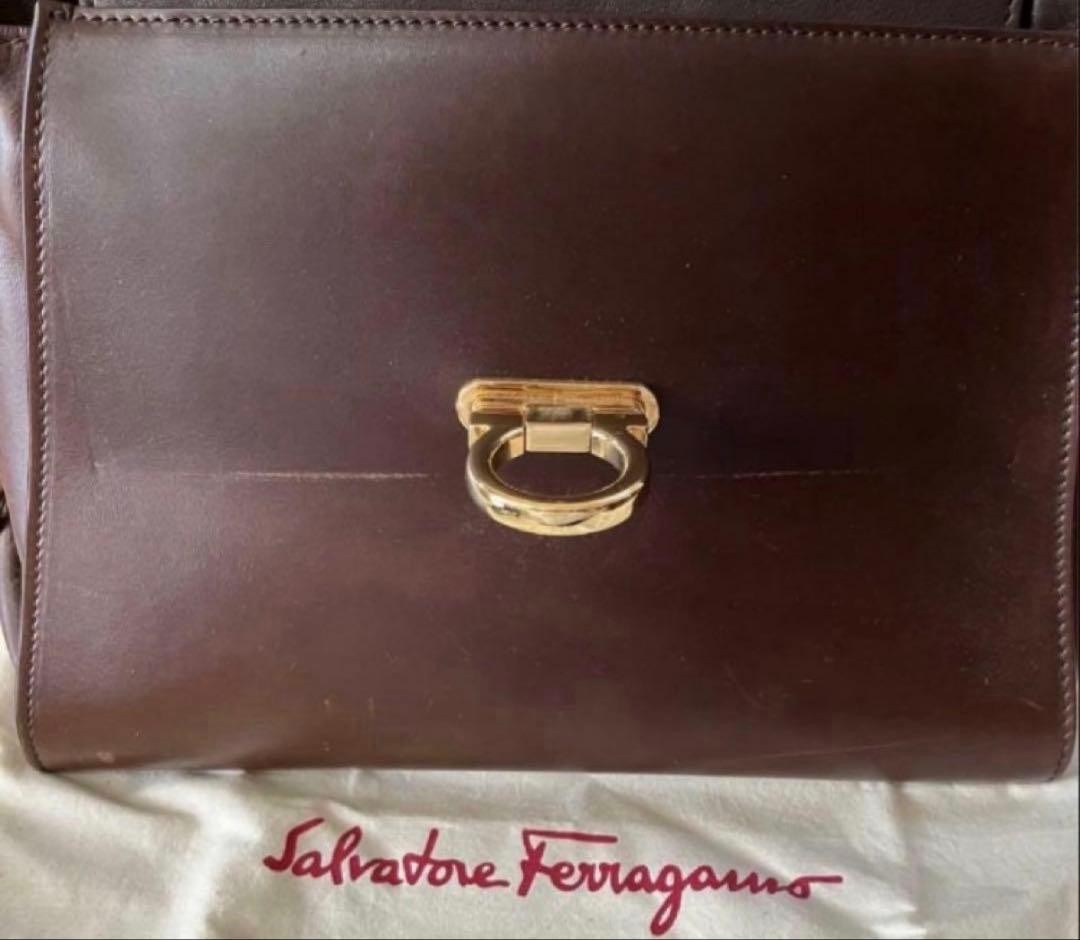 Salvatore Ferragamo Sofia 2way Handbag Shoulder Bag Brown image 6