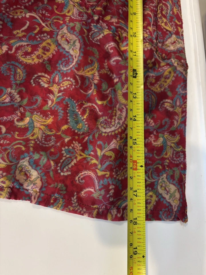 Vintage 90s Y2K Halter Top sz S/M Silk Floral Back Tie Babydoll 00s Boho Plunge - Image 2 of 4