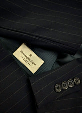 Ermenegildo Zegna Switzerland Mens Jacket Blue Stripe Wool US Size 46L Luxury