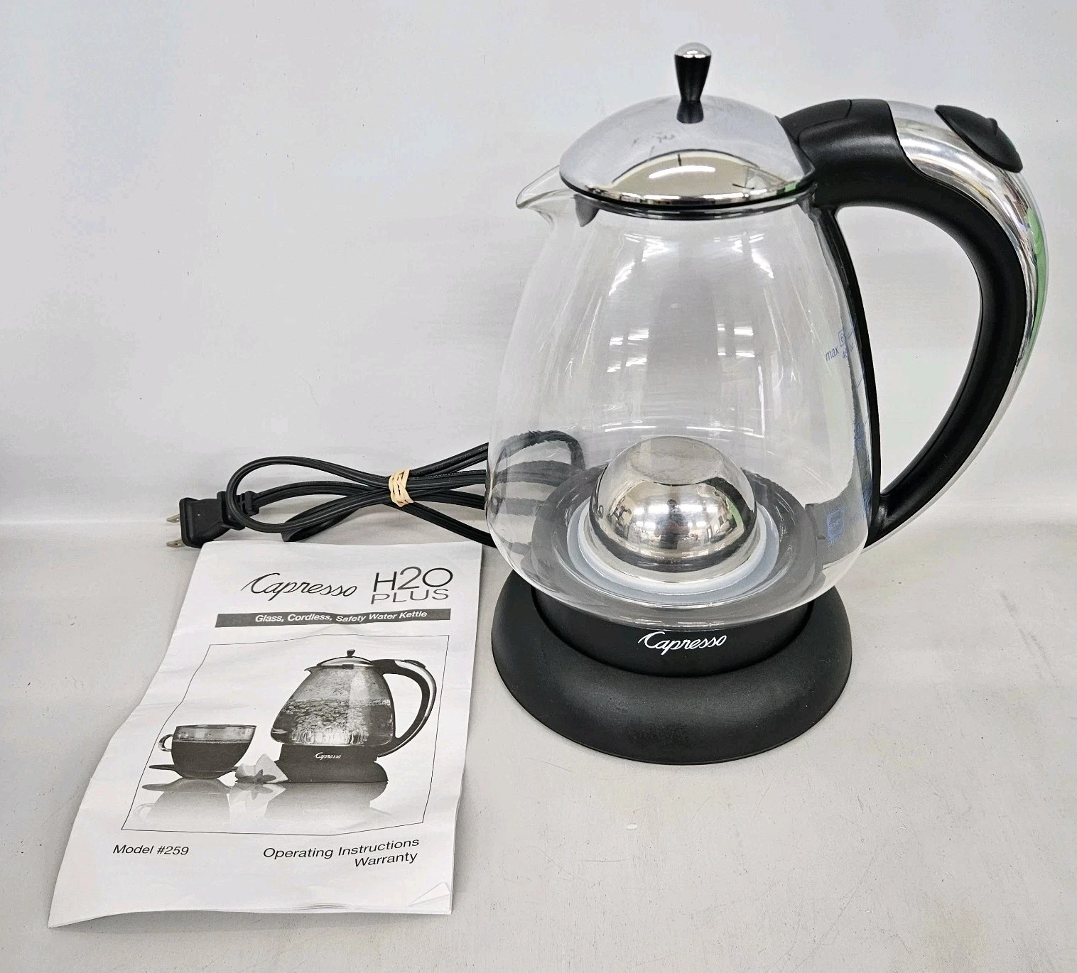 Capresso 259 H2O Plus Glass Water Kettle, Polished Chrome Williams Sonoma