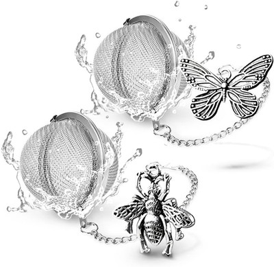 2Pcs  Tea Infuser，Loose Tea Steeper Couple Handmade Honey Bee & Butterfly Tea St