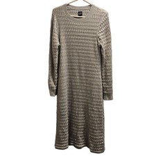 GAP Womens Large Gray Metallic Knit Long Sleeve Sweater Dress Cable Textured