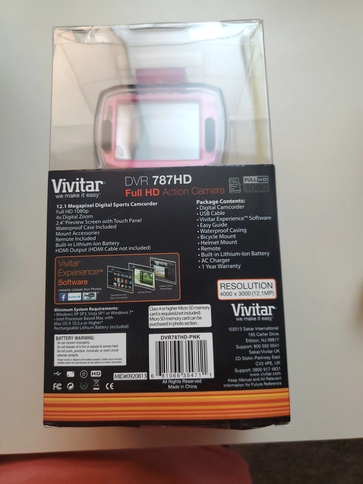 Vivitar 12.1 MP Action Camcorder with Outdoor Kit Bundle Pink - Image 4 of 4