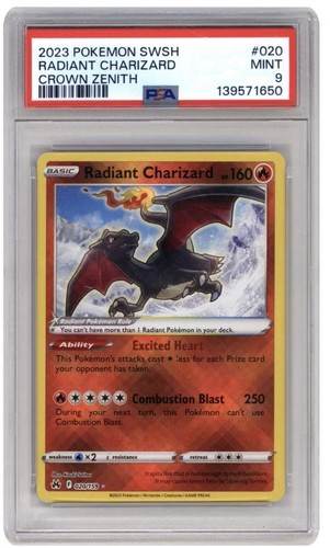 2023 Pokemon SWSH Crown Zenith Radiant Charizard Rare #020/159 PSA 9