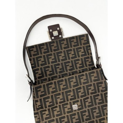 Vintage Fendi Zucca FF Logo Monogram Canvas Flap Shoulder Bag
