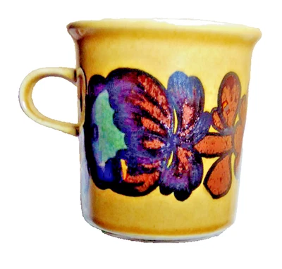 Arabia Finland Otso Anemone Mustard/Brown Coffee Tea Cup 3-1/2" Tall EUC - Image 1 of 4