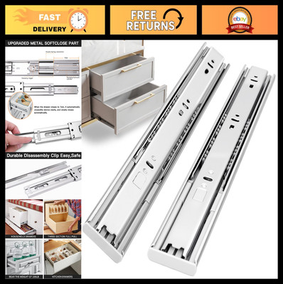 16'' Soft Close Drawer Slides - 6 Pairs Full Extension Ball Bearing 100LB Capacit