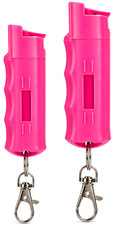 Burn 2 Pack Pepper Spray Keychain for Self Defense 1/2oz Police Srength Pink