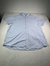Cremieux Classic Men  s Short Sleeve Button Sky Blue Shirt/ Pocket Cotton Sz 4XB