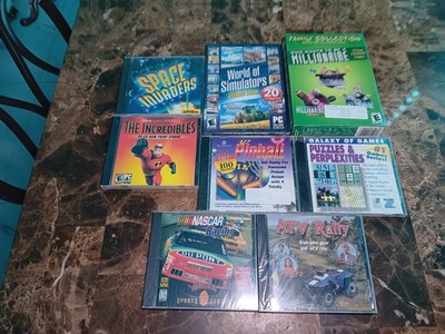 Lot of 8 vintage PC video games,  space invaders, the incredibles. etc etc NEW