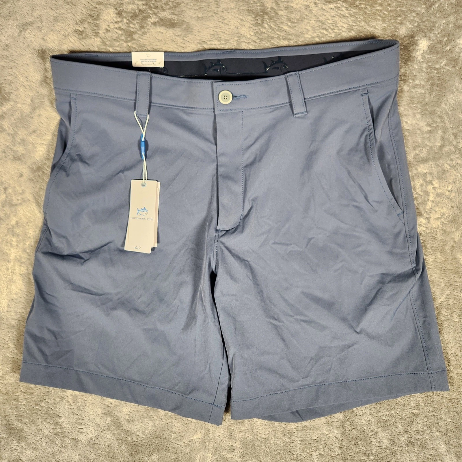 Southern Tide Brrr Die Shorts Mens 36 Blue New Performance Cooling 8in Inseam