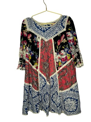 Anthropologie Vanessa Virginia Inez Swing Dress 2 Patchwork Boho