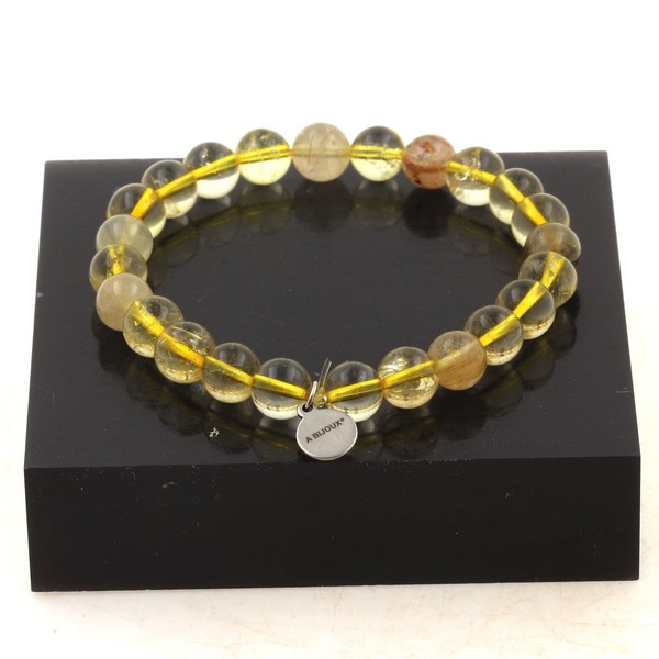 Mineralien Und Edelsteine. Armband Perlen Quarz Rutil 8 Mm. Hergestellt In-image