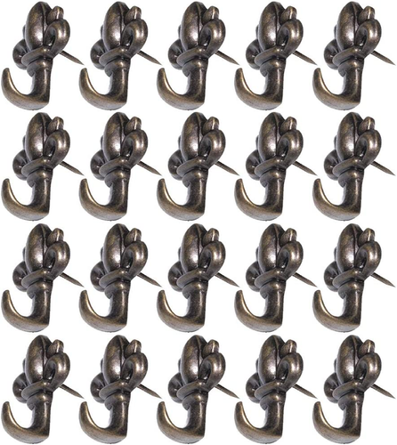 Pack of 20 Zinc Alloy Flower Shape Push Pin Hangers Hook Pin Wall Hooks (Bronze)