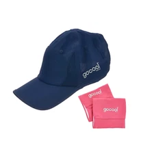 go cool BRAND Sport Cooling Performance Blue Hat+Wrist Band 1 Size As Pictured