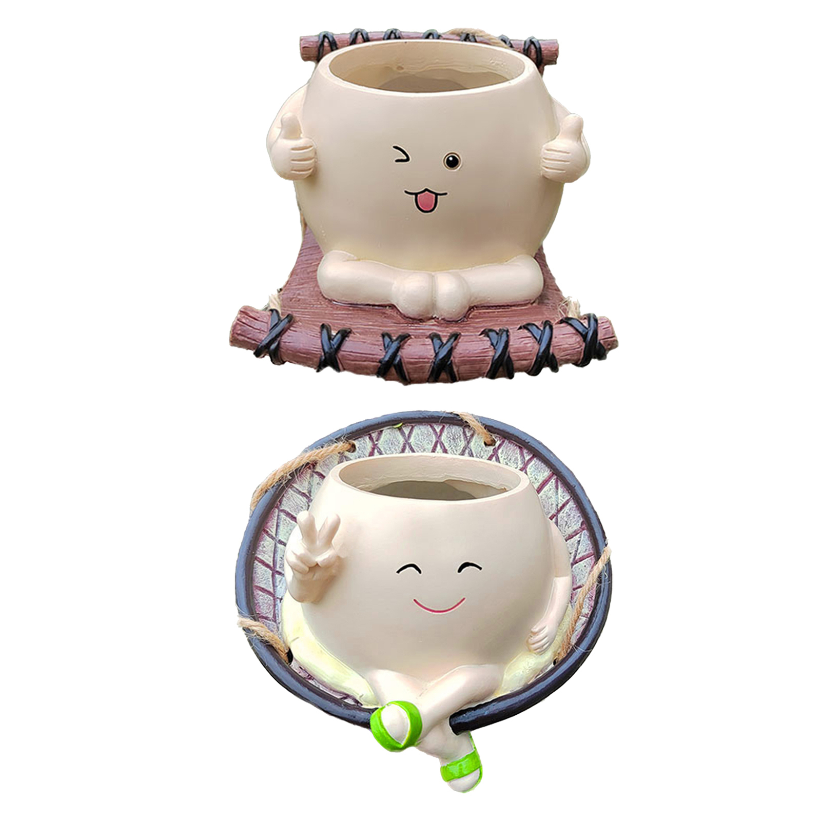 Swing Face Planter Pots Hanging Succulent Flower Resin Pots Basket Garden Decor