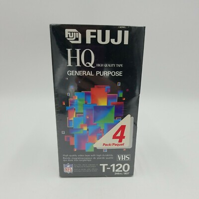 New Sealed FUJI HQ General Purpose VHS T-120 4 Pack