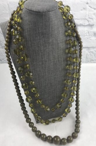 Vintage Army Olive Green Plastic Necklaces Graduat