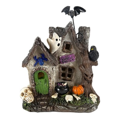 Halloween Haunted House Lighted Building Figurine with Ghosts 7 Inches Tall