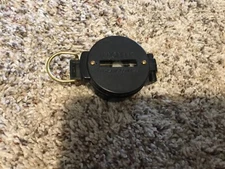 Vintage Black Engineer Lensatic Compass Gold Tone Clip Collectible