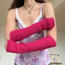 magenta knit arm warmers OS
