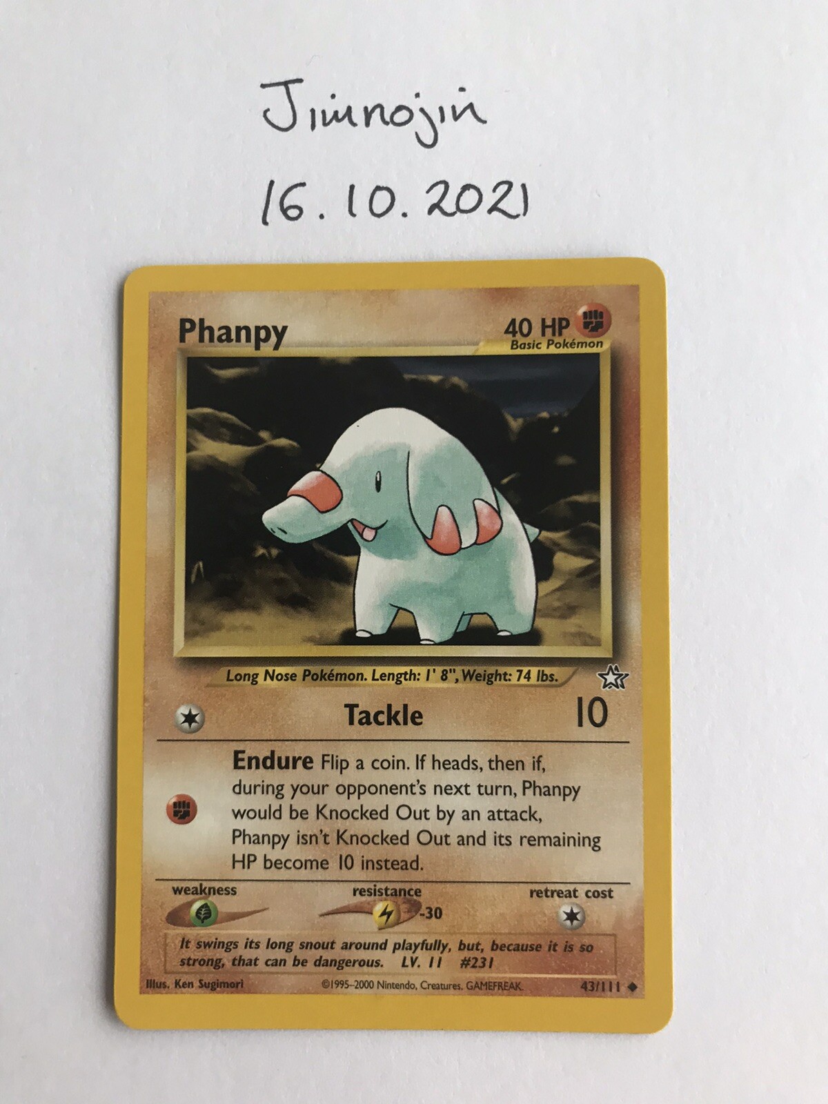 Phanpy - 43/111 - Uncommon - Pokemon Neo Genesis NM