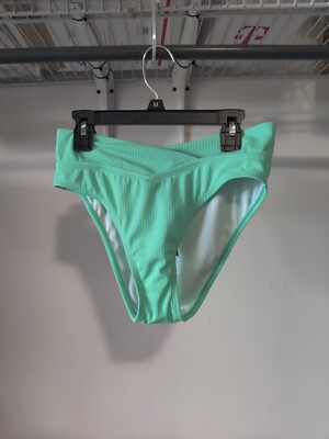 NWoT Decree Women's Ribbed Scoop Waist Bikini Bottoms Mint Size S $40 10HL152