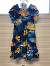 Vintage Kalena Fashions of Hawaii Dress Muumuu Medium Aloha Ocean