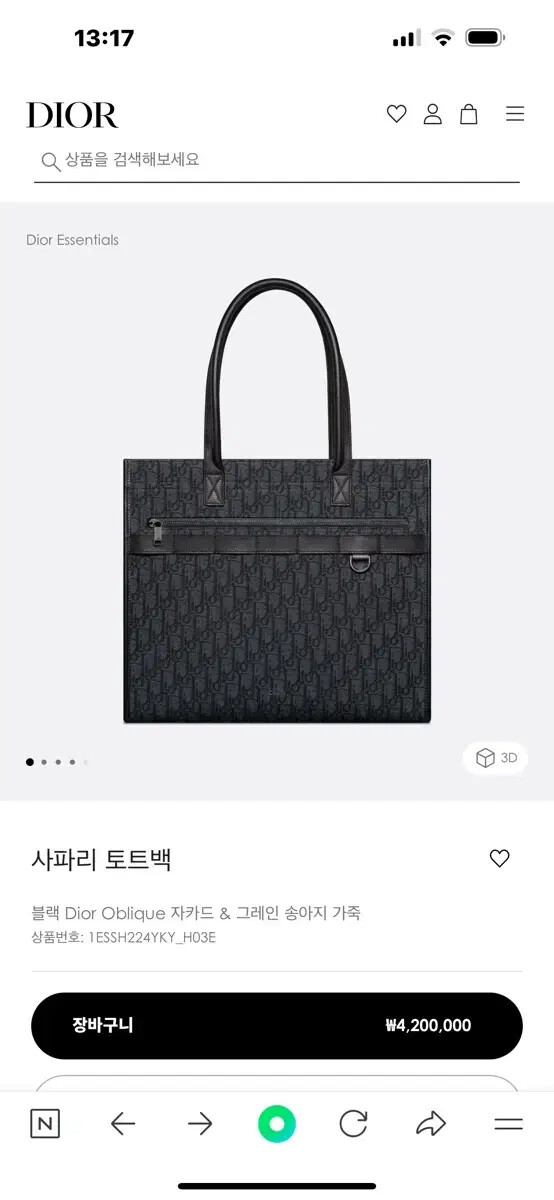 Dior Men's Safari Tote Bag Keyring Set for Sale