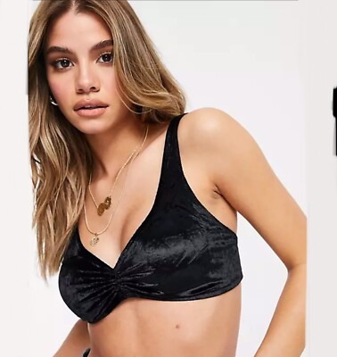 Free People Rhiannon Soft Bra Size Small Black Crushed Velvet New With Tags
