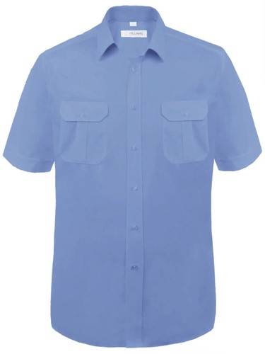Men's Disley Blue Bush Short Sleeve Shirt - Collar Size 16.5
