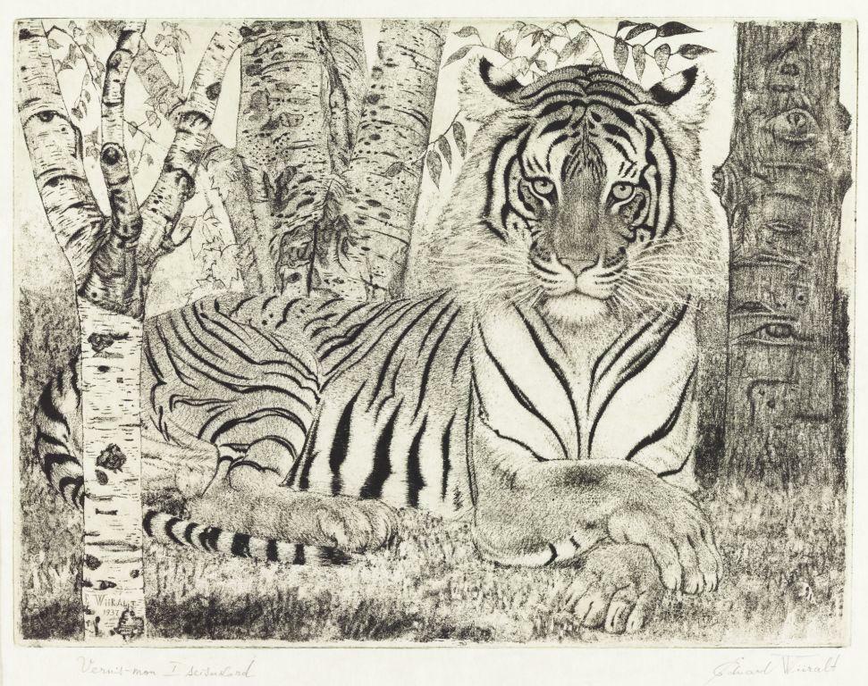 Lamav Tiger – Eduard Wiiralt 1937 Art Print – Etching of a