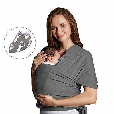 Echarpe De Portage Porte Bebe Coton Elastique Sans Nœud Jusqu A 15 Kg Gris Ebay