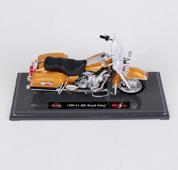 Maisto 1/18 Harley Davidson 1999 FLHR ROAD KING modelo de motocicleta vintage dorado Foto 4 de 4