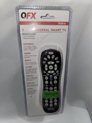 QFX REM-6 6-in-1 Universal Remote with Glow-in-the-Dark Up to 6 Devices Stream