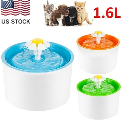 1.6L Automatic Electric Pet Water Fountain Cat Dog Drinking Dispenser Bowl US