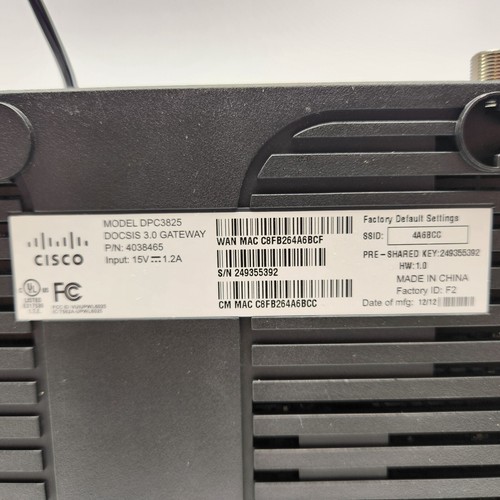 Cisco DPC3825 IEEE 802.11n 4 Port Modem/Wireless Router - 第 4/4 張圖片