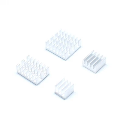 Aluminium Kühlkörper Kit für Raspberry Pi 4 4tlg. Set inkl. Klebefolie in Silber