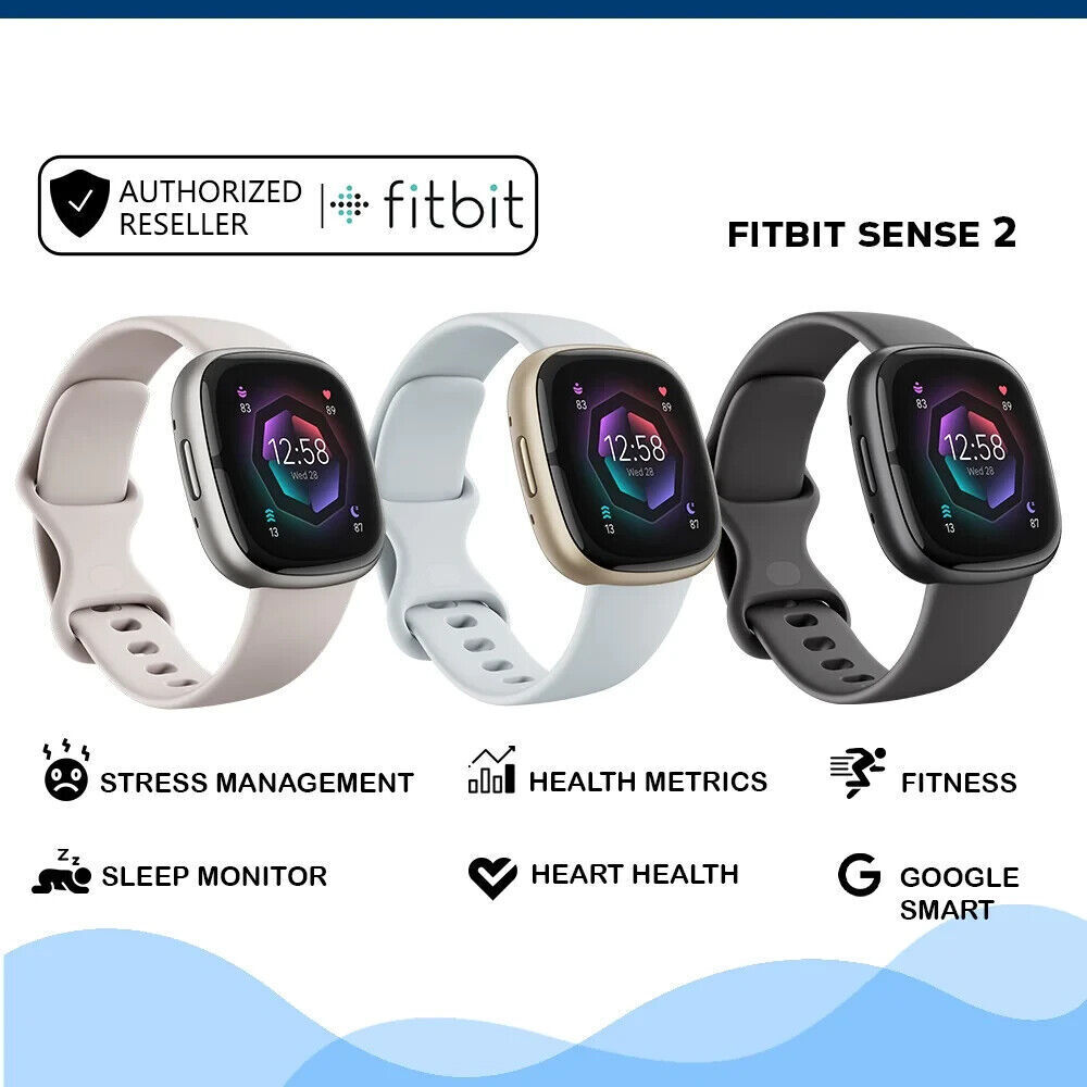 Fitbit Sense 2 Advanced Health & Fitness GPS Smartwatch, Lunar  White/Platinum AL FB521SRWTUS