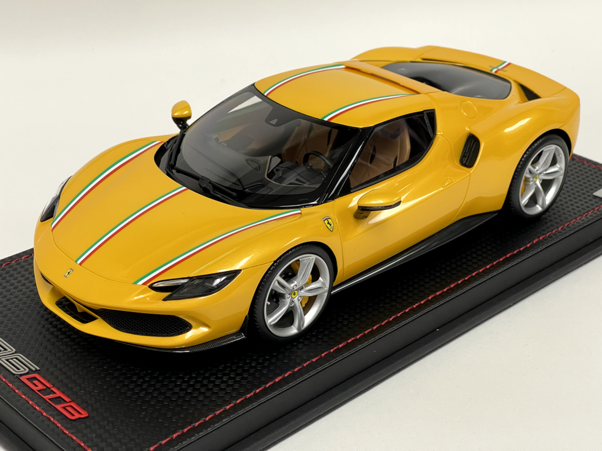 1/18 MR Collection Ferrari 296 GTB Yellow Tristrato Italian Flag