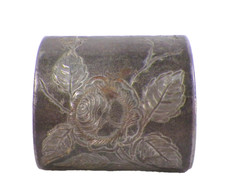 Silverplate Napkin Ring Engraved Roses Victorian Brite Cut Antique #3