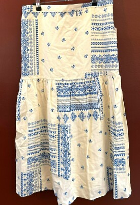 Maison DAmélie Women's Blue White Bohemian Patchwork Tiered Maxi Skirt Large
